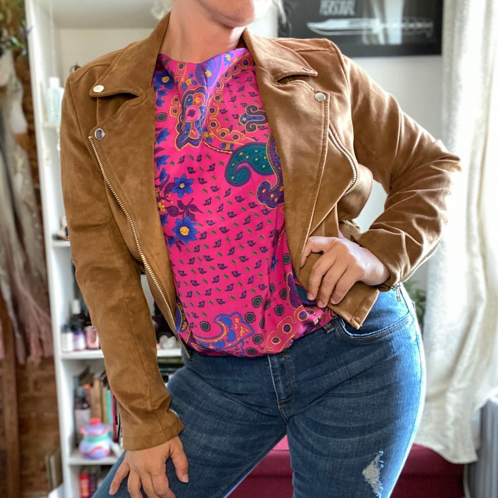 Aritzia Talula Morton Vegan Suede Moto Jacket